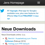 Jens Homepage - Blog auf iPhone